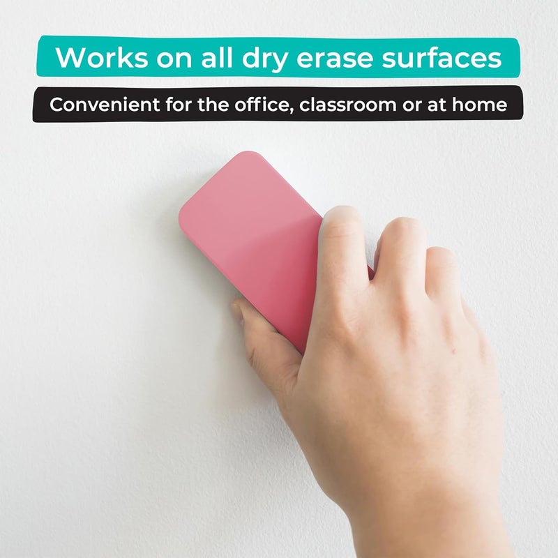 WallDeca Dry Eraser, Felt Bottom Surface Whiteboard Cleaner, Dry Wipe Board Eraser, Magnetic Tool for Dry Erase Board, Works on All Whiteboard Surfaces, Glass Board and Presentation Surfaces (Pink) - Image 1